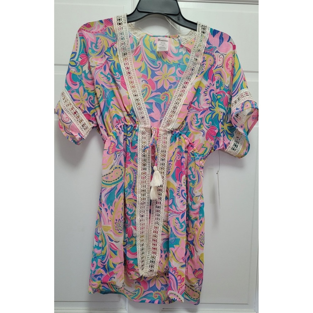 No Boundaries Girl's Juniors Paisley Floral Print Swimsuit Coverup - 0/2 XS